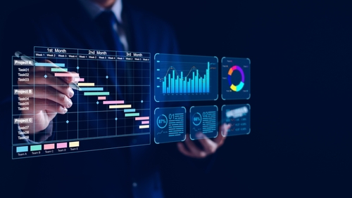 Data,Analyst,Working,On,Business,Analytics,Dashboard,With,Charts,,Metrics